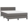 vidaXL Boxspringbett mit Matratze & LED Grau 140x190 cm Kunstleder