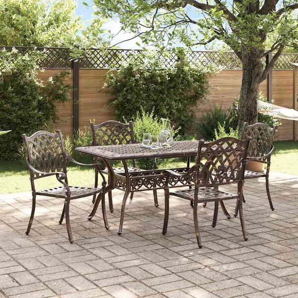 vidaXL Garten Essgruppe 5 pcs Bronze Aluminium