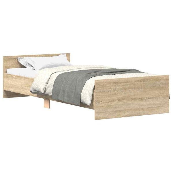 vidaXL Bettgestell ohne Matratze Sonoma-Eiche 75x190 cm Holzwerkstoff