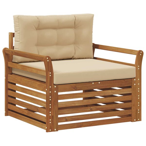 vidaXL Outdoor-Sofagarnitur Massives Akazienholz und Polyester Natur