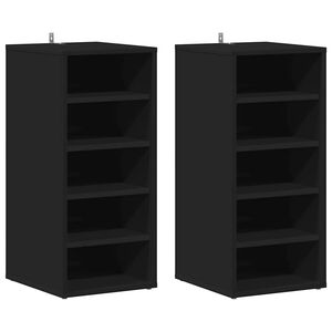 vidaXL Schuhschr&auml;nke 2 Stk. Schwarz 31,5x35x70 cm Holzwerkstoff