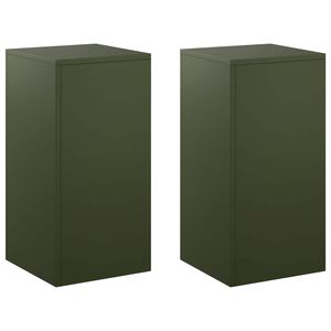 vidaXL Pflanzenst&auml;nder 2 pcs Olivgr&uuml;n 30 x 30 x 60 cm Stahl