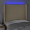 vidaXL LED Kopfteil Creme 93x16x118/128 cm Stoff