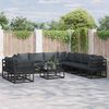 vidaXL Garten-Sofa-Set mit Kissen 10 pcs Schwarz Aluminium
