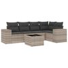 vidaXL 6-tlg. Garten-Sofagarnitur mit Kissen Hellgrau Poly Rattan