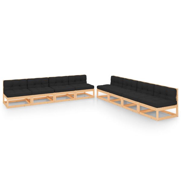 vidaXL 8-tlg. Garten-Lounge-Set mit Kissen Massivholz Kiefer