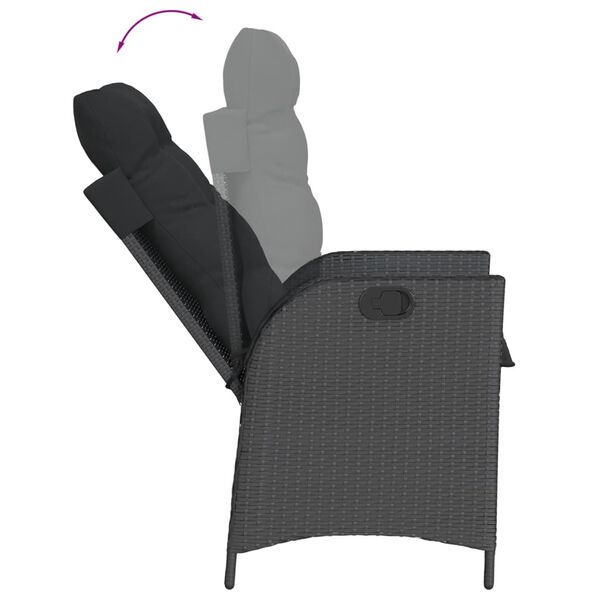 vidaXL 7-tlg. Garten-Essgruppe mit Kissen Schwarz Poly Rattan
