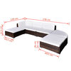 vidaXL 6-tlg. Garten-Lounge-Set mit Auflagen Poly Rattan Braun