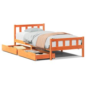 vidaXL Massivholzbett ohne Matratze Wachsbraun 75x190 cm Kiefernholz