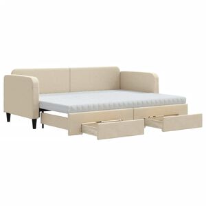 vidaXL Tagesbett Ausziehbar mit Schubladen Creme 80x200 cm Stoff