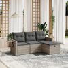 vidaXL 4-tlg. Garten-Sofagarnitur mit Kissen Hellgrau Poly Rattan