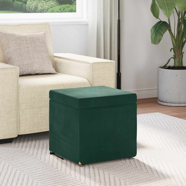 vidaXL Hocker Dunkelgr&uuml;n 41 x 41 x 40 cm Samt und Engineering Holz