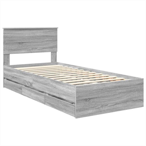 vidaXL Bettrahmen Graues Sonoma 75 x 190 cm Ingenieurs Holz