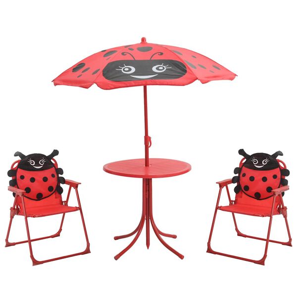 vidaXL 3-tlg. Garten-Bistro-Set f&uuml;r Kinder mit Sonnenschirm Rot