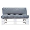 vidaXL Outdoor-Sofa Paletten mit Kissen in Grau Kiefernholz