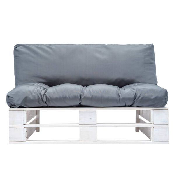 vidaXL Outdoor-Sofa Paletten mit Kissen in Grau Kiefernholz