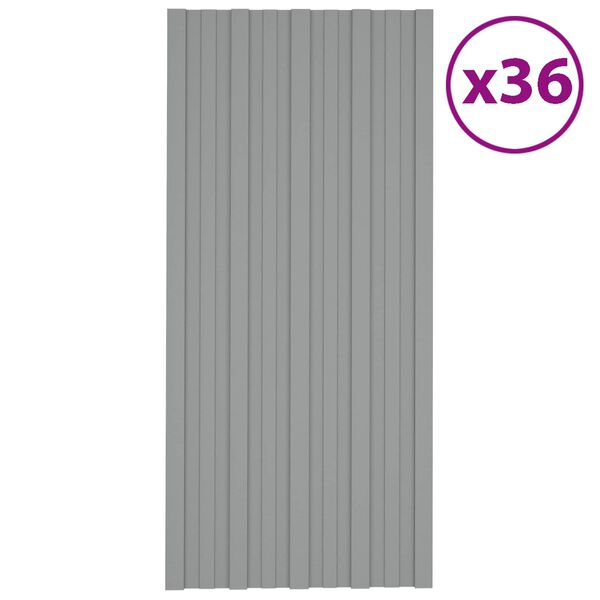 vidaXL Dachpaneel 36 pcs Grau 100 x 45 cm Verzinkter Stahl