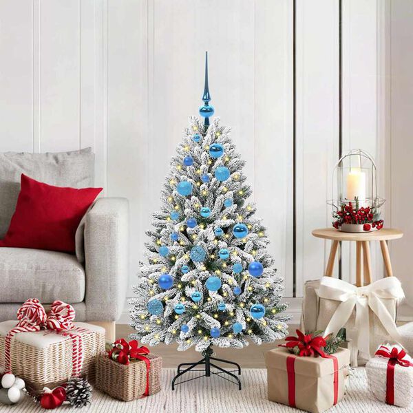 vidaXL K&uuml;nstlicher Weihnachtsbaum Gr&uuml;n und Wei&szlig; 120 cm PVC und Metall