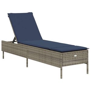 vidaXL Sonnenliege mit Kissen Grau Poly Rattan