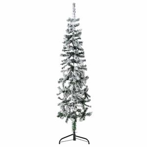 vidaXL K&uuml;nstlicher Halb-Weihnachtsbaum mit Schnee Schlank 150 cm