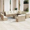 vidaXL 14-tlg. Garten-Sofagarnitur mit Kissen Beige Poly Rattan