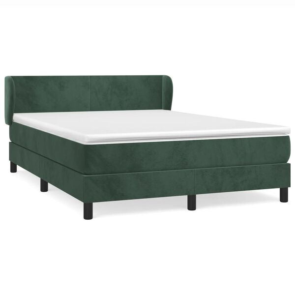 vidaXL Boxspringbett mit Matratze Dunkelgr&uuml;n 140x190 cm Samt