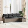 vidaXL Garten-Sofa-Set mit Kissen mit Speicher 5 pcs Grau Poly Rattan