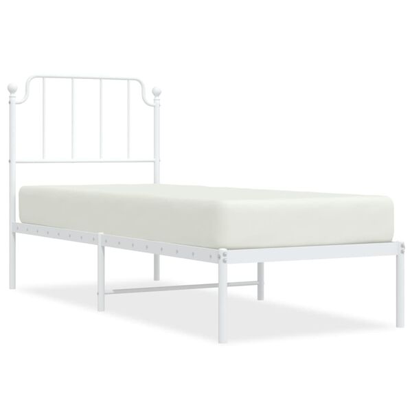 vidaXL Metallbett ohne Matratze mit Kopfteil Wei&szlig; 75x190 cm