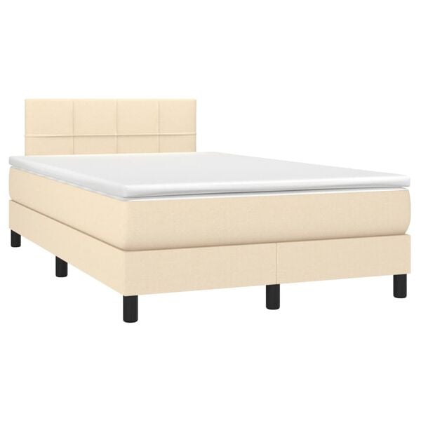 vidaXL Boxspringbett mit Matratze & LED Creme 120x200 cm Stoff