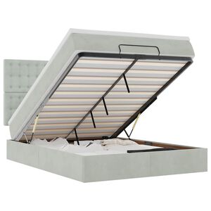 vidaXL Ottoman-Bett mit Matratzen & LEDs Hellgrau 140x200 cm Samt