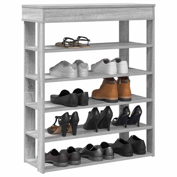 vidaXL Schuhregal Grau Sonoma 80x30x98 cm Holzwerkstoff