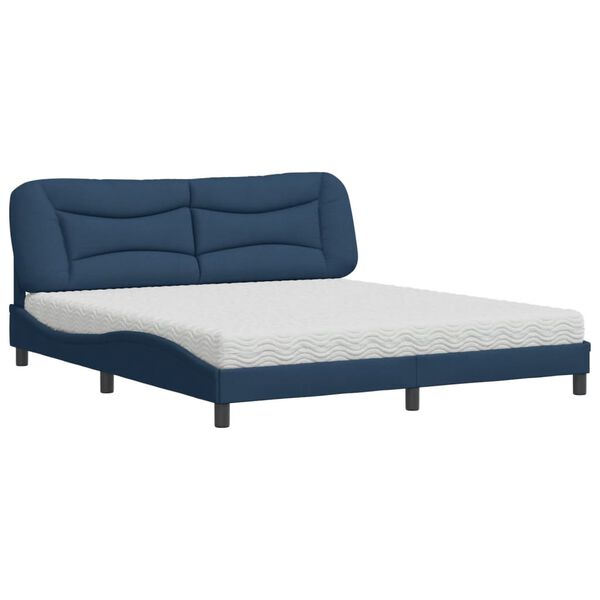 vidaXL Bett mit Matratze "Hvar" Blau 180x200 cm Stoff