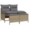 vidaXL 5-tlg. Garten-Sofagarnitur mit Kissen Beige Poly Rattan