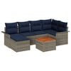 vidaXL Gartensofa-set 7 Stk. Grau und Marineblau Poly-Rattan