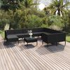 vidaXL 11-tlg. Garten-Lounge-Set mit Auflagen Poly Rattan Schwarz