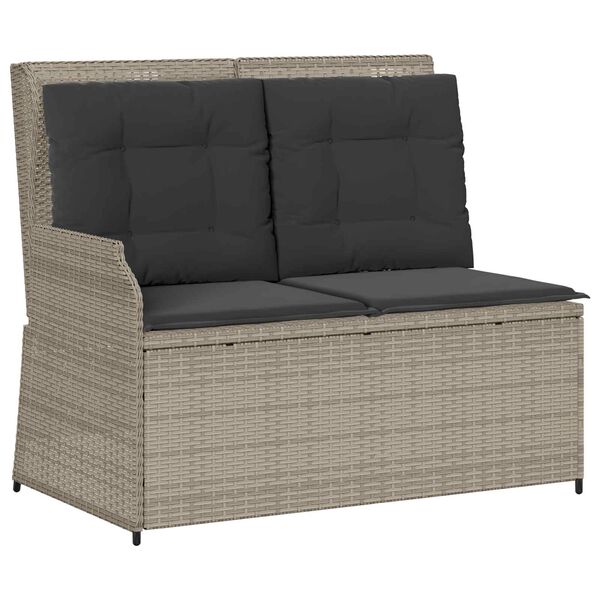 vidaXL Gartenbank Hellgrau Poly-Rattan