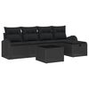 vidaXL Garten-Sofa-Set mit Kissen 6 pcs Schwarz Poly Rattan
