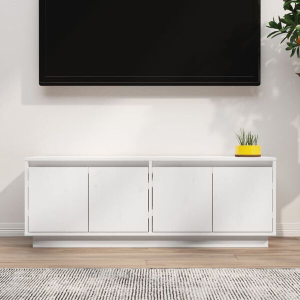vidaXL TV-Schrank Wei&szlig; 110x34x40 cm Massivholz Kiefer