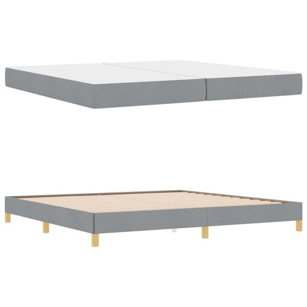vidaXL Boxspringbett mit Matratze Hellgrau 200 x 200 cm Stoff
