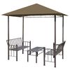 vidaXL Gartenpavillon mit Tisch und B&auml;nken 2,5x1,5x2,4 m Taupe 180 g/m&sup2;
