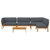 vidaXL Sofa Set mit Kissen Uni 5 pcs Anthrazit Massivholz Akazie