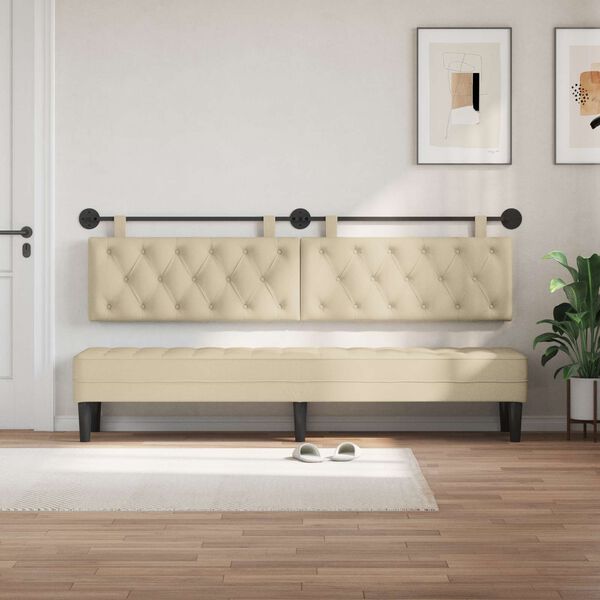 vidaXL H&auml;ngevorderseite Wandmontiert Creme 210 x 55 x 7 cm Stoff