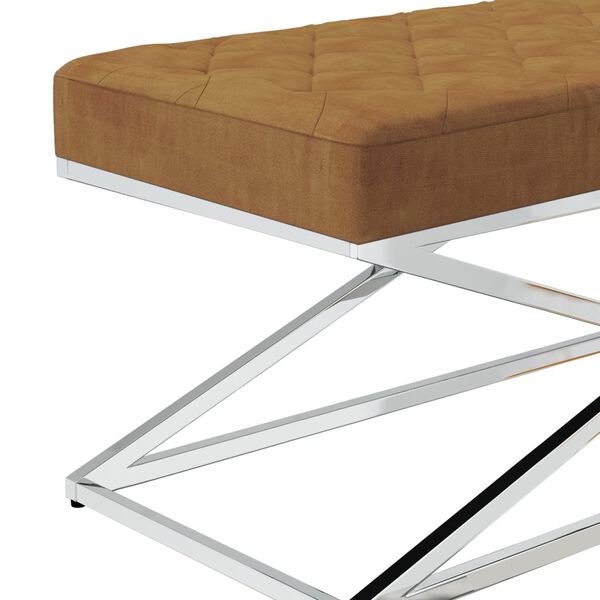 vidaXL Sitzbank Braun Samt und Edelstahl
