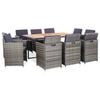 vidaXL 11-tlg. Garten-Essgruppe mit Auflagen Poly Rattan Grau
