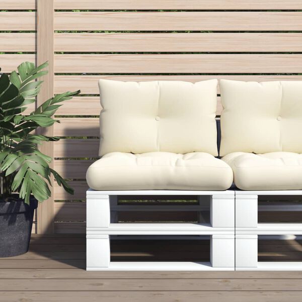 vidaXL Palettenkissen 2-tlg. Creme Stoff