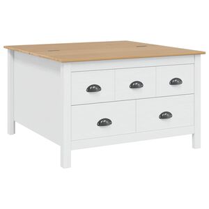 vidaXL Couchtisch HILL Wei&szlig; und Honigbraun 79,5 x 79,5 x 49 cm