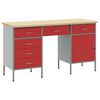 vidaXL Werkbank 3 Stk. Rot und Grau Ingenieure Holz und Stahl