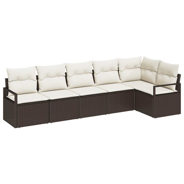 vidaXL Sofa Set 6 pcs Braun Poly-Rattan