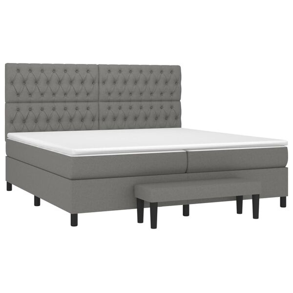 vidaXL Boxspringbett mit Matratze Dunkelgrau 200x200 cm Stoff