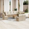 vidaXL 11-tlg. Garten-Sofagarnitur mit Kissen Beige Poly Rattan
